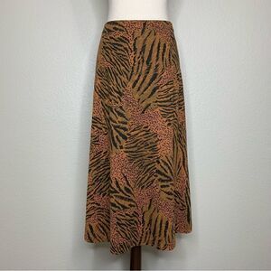 Silver Threads Vintage Animal Print Stretchy Knit Pull On Midi Skirt, Sz Medium